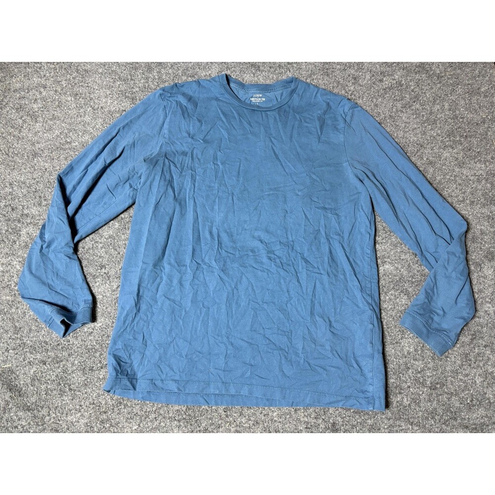 J.CREW Shirt Mens L Blue Long Sleeve Heritage Tee Relaxed Fit Tagless Cotton